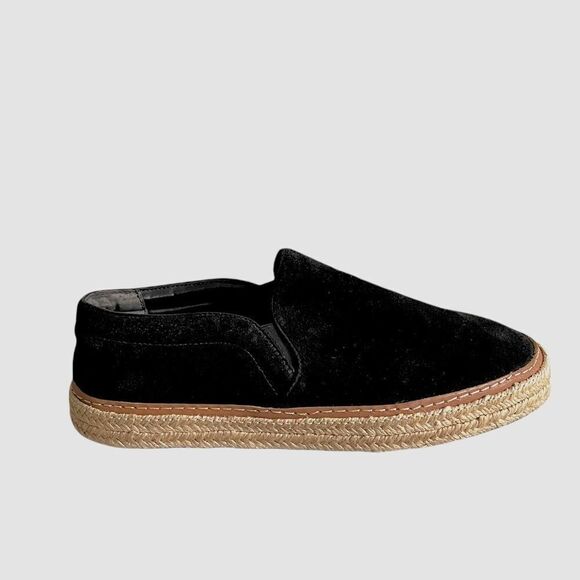 SCHUTZ Suede Slip On Suede Flat Espadrilles Black Tan 38 - Picture 2 of 12